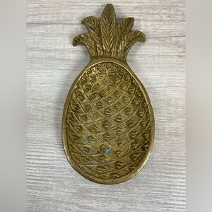 Vtg Brass Pineapple Trinket Dish Tray Jewelry Rings MCM